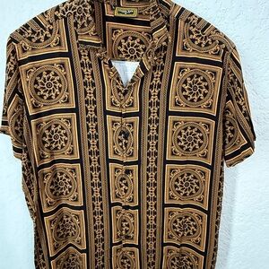 Versace Black and Gold Geometric Casual Shirt